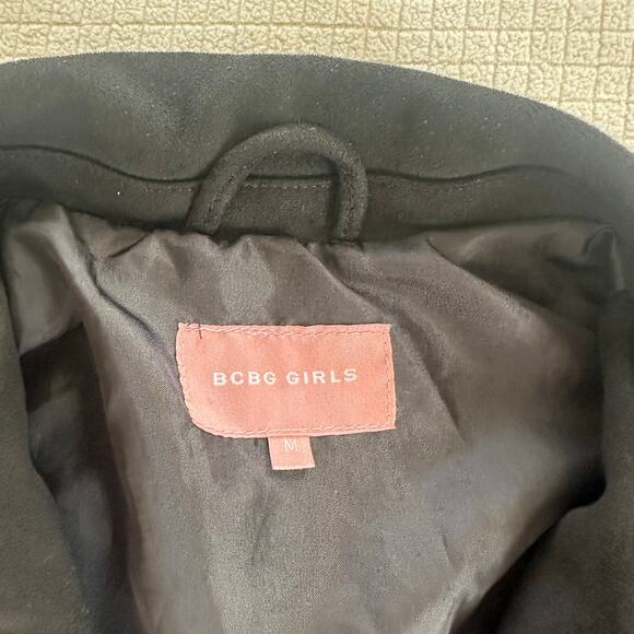 BCBG Girls Black Suede Finish Moto Jacket Belt Size M Age 8-10 - Picture 3 of 11